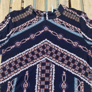 Free People Chain Print Boho Mod Mini Festival Dress Sz M